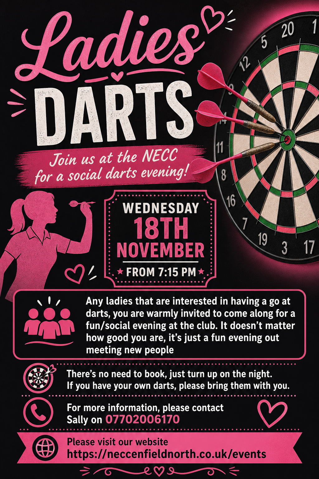 Poster for Ladies Darts, Games & Social Night