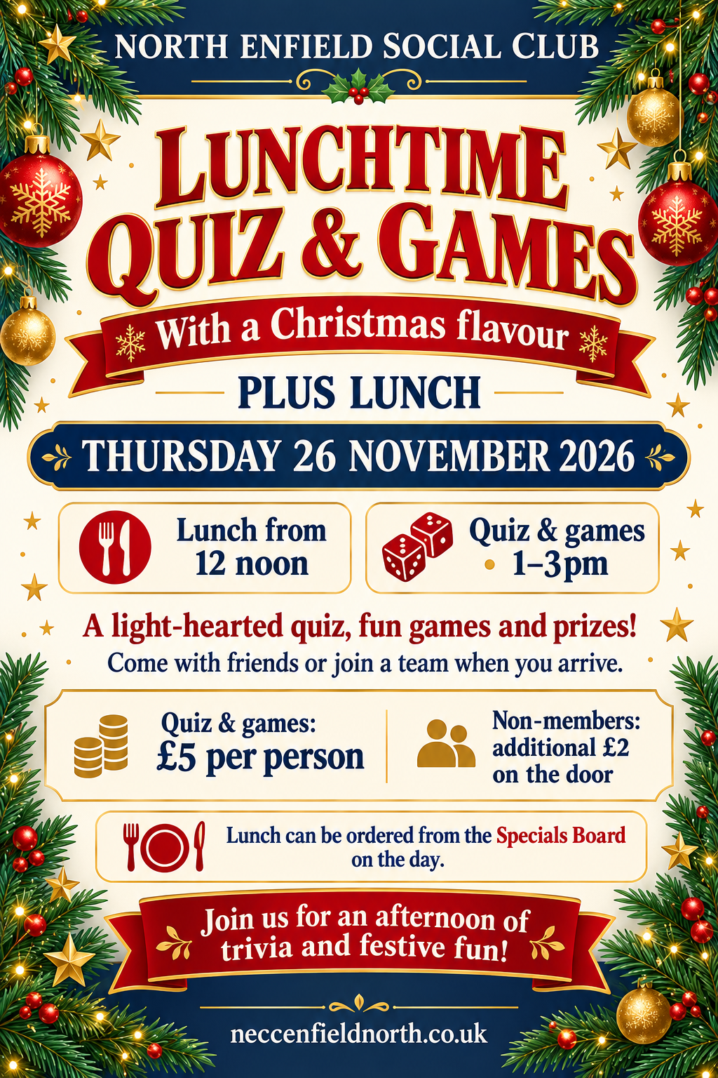 Poster for Lunchtime Quiz & Games with a Christmas Flavour!